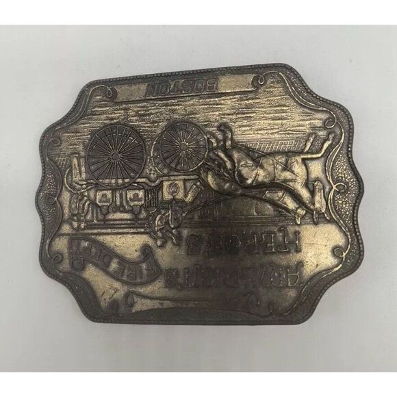 VINTAGE AMERICA'S HEROE'S NEVADA FIRE DEPT BRASS BELT BUCKLE - Picture 3 of 6